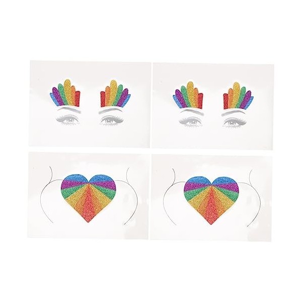 POPETPOP 6 Pcs Arc-En-Ciel Paillettes Autocollant Gay Fierté Décor Lgbt Visage Autocollant Arc-En-Ciel Corps Lgbt Fierté Coti