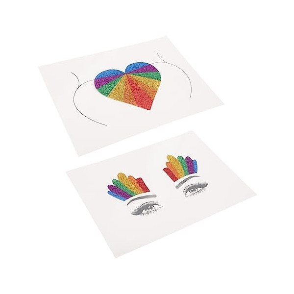 POPETPOP 6 Pcs Arc-En-Ciel Paillettes Autocollant Gay Fierté Décor Lgbt Visage Autocollant Arc-En-Ciel Corps Lgbt Fierté Coti