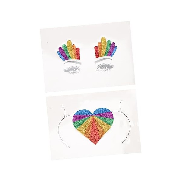 POPETPOP 6 Pcs Arc-En-Ciel Paillettes Autocollant Gay Fierté Décor Lgbt Visage Autocollant Arc-En-Ciel Corps Lgbt Fierté Coti