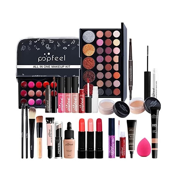 26 Pièces Ensemble-cadeau de Maquillage Tout-en-un Kit de Démarrage Essentiel de Maquillage Ensemble de Maquillage avec Fard 