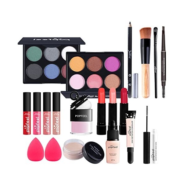 26 Pièces Ensemble-cadeau de Maquillage Tout-en-un Kit de Démarrage Essentiel de Maquillage Ensemble de Maquillage avec Fard 