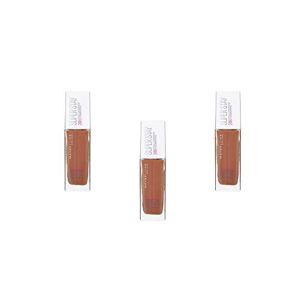 Maybelline New York Fond de Teint Fluide Superstay 24H - 70 Cacao, Lot de 3 3 x 30 ml 