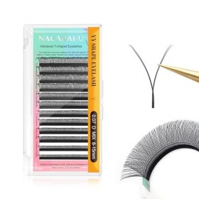 NAGARAKU 5 Plateaux Extensions de Cils en Forme YY Tissés en Croix à la Main Bouquet de Cils 4D Méga Volume Russe Eyelash Ext