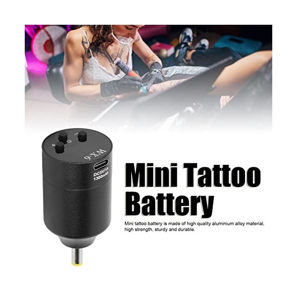 Alimentation de Tatouage, Mini Alimentation Batterie Tatouage sans Fil avec Affichage Numérique LED, Capacité de 1300 MAh, Co