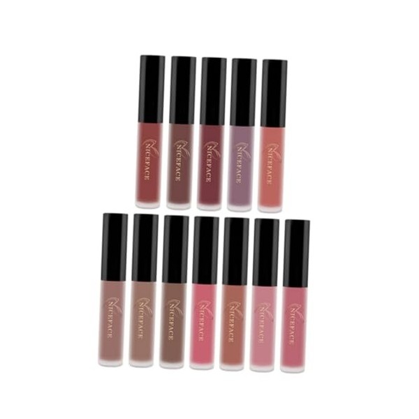 FRCOLOR 12 Pièces Brillant à Lèvres Rouge à Lèvres Liquide Rouge à Lèvres Longue Tenue Mat Manquer Boite Cadeau