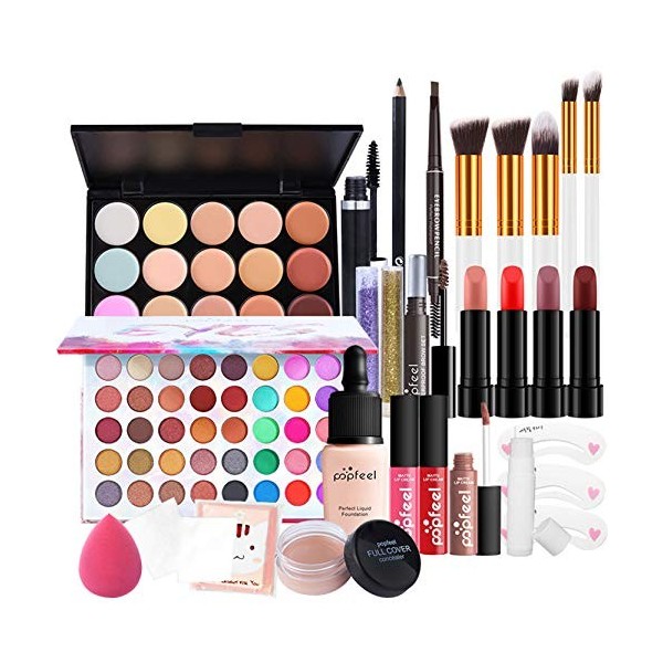 Coffret Maquillage, MKNZOME 26 Pcs Kit Maquillage Femme Professionnel avec trousse de Maquillage Palettes de Maquillage Fard 