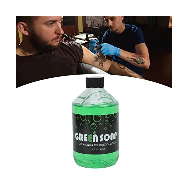 500ml Savon vert pour tatouage Liquide nettoyant pour tatouage Liquide apaisant pour pigments pour tatouage Piercings Afterca