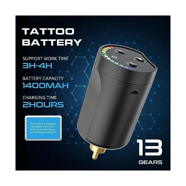 STIGMA Batterie de Tatouage 1400 mAh pour l’Alimentation de Tatouage