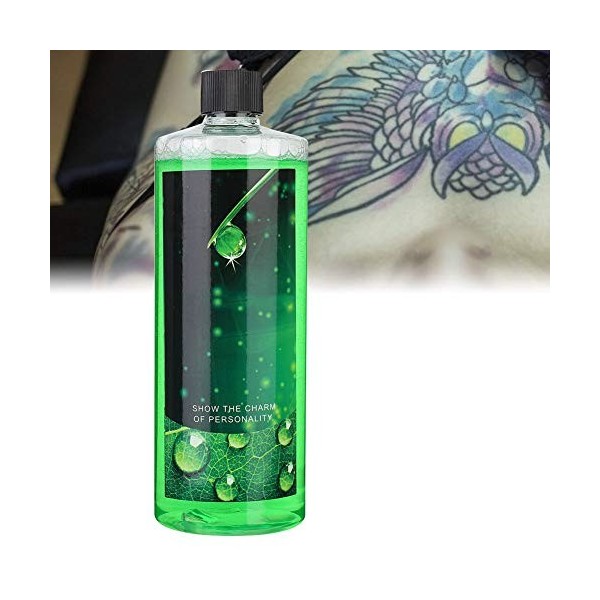 Nettoyant pour tatouage 500 ml, Solution apaisante de nettoyage de tatouage savon vert Liquide de prélavage pour tatouage Fou