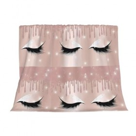 YYHHAOFA Couverture en flanelle avec imprimé cils or rose 152,4 x 127 cm : léger, chaud et durable, doux et anti-plis