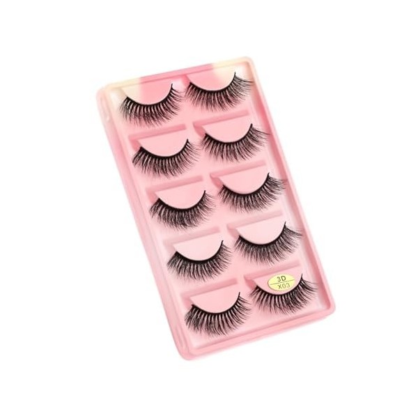 UAMOU Cils 5 paires 3D vison cheveux Faux Cils Multipack Cils naturels Faux Cils outil de maquillage maquillaje femme Cheerfu