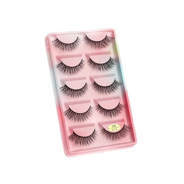 UAMOU Cils 5 paires 3D vison cheveux Faux Cils Multipack Cils naturels Faux Cils outil de maquillage maquillaje femme Cheerfu