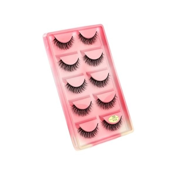 UAMOU Cils 5 paires 3D vison cheveux Faux Cils Multipack Cils naturels Faux Cils outil de maquillage maquillaje femme Cheerfu