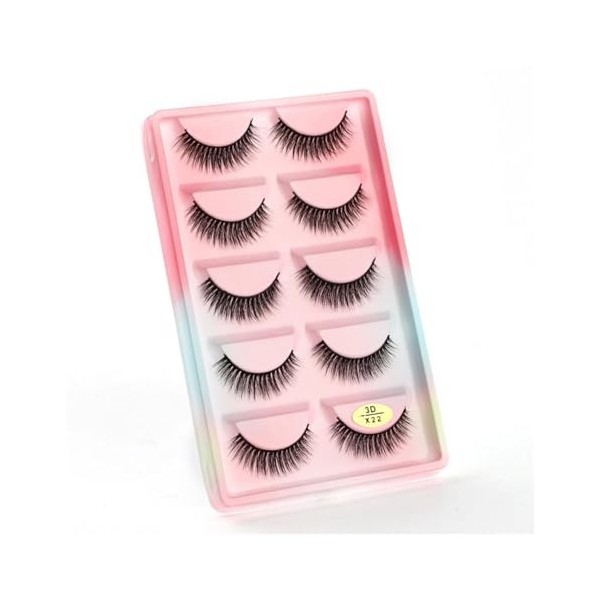 UAMOU Cils 5 paires 3D vison cheveux Faux Cils Multipack Cils naturels Faux Cils outil de maquillage maquillaje femme Cheerfu