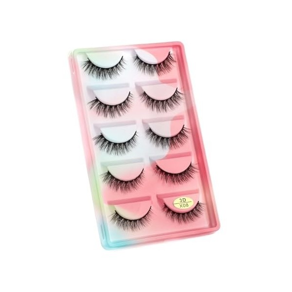 UAMOU Cils 5 paires 3D vison cheveux Faux Cils Multipack Cils naturels Faux Cils outil de maquillage maquillaje femme Cheerfu