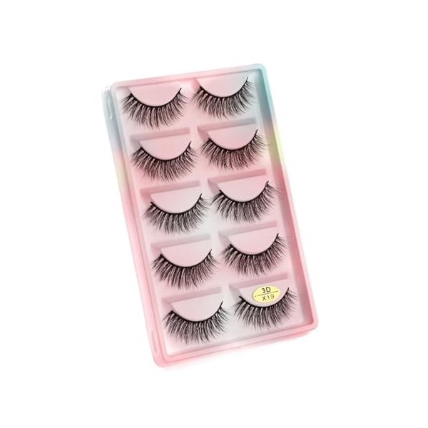 UAMOU Cils 5 paires 3D vison cheveux Faux Cils Multipack Cils naturels Faux Cils outil de maquillage maquillaje femme Cheerfu