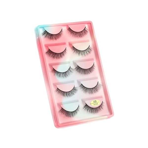 UAMOU Cils 5 paires 3D vison cheveux Faux Cils Multipack Cils naturels Faux Cils outil de maquillage maquillaje femme Cheerfu