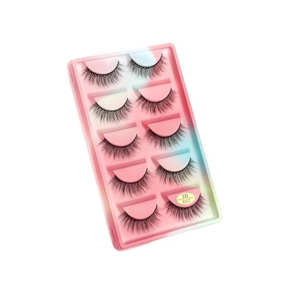 UAMOU Cils 5 paires 3D vison cheveux Faux Cils Multipack Cils naturels Faux Cils outil de maquillage maquillaje femme Cheerfu