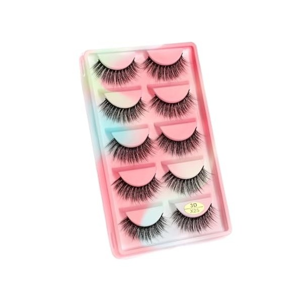 UAMOU Cils 5 paires 3D vison cheveux Faux Cils Multipack Cils naturels Faux Cils outil de maquillage maquillaje femme Cheerfu