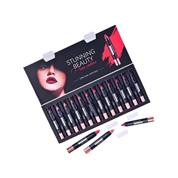 Angoily Ensemble De 12 Pièces Rouge à Lèvres Maquillage Coréen Coffret Cadeau Maquillage Pour Lèvres Tache De Lèvre Brillante