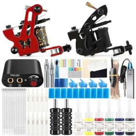 Tatooine Kit complet de tatouage pour débutants, bloc dalimentation de tatouage, lot de 6 cartouches dencre de tatouage, 20