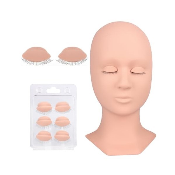 BEYELIAN Kit dextension de cils, tête de mannequin avec paupières de rechange, kit de cils en silicone pour débutants et pro