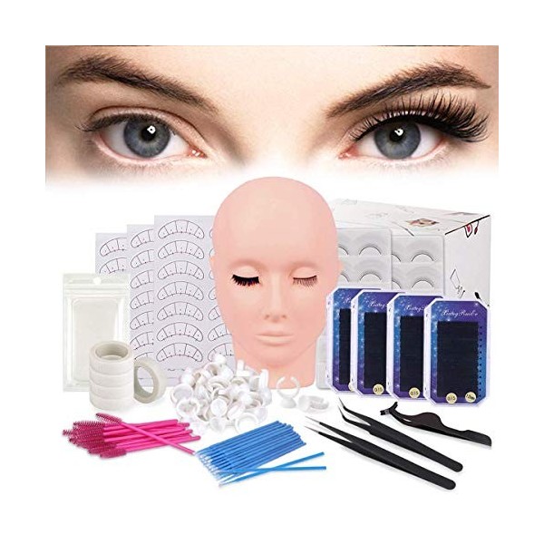 Kit Dextension De Cils, TopDirect 15 Pièces Formation Professionnelle En Tête De Mannequin Kit Complet dExtension de cils k