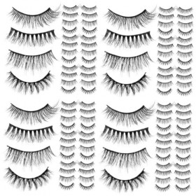 Housoutil 80 Paires De Cils Faux Faux Cils Longs Faux Cils Cils Cosmétiques Bandes De Cils Bandes De Cils De Maquillage Faux 