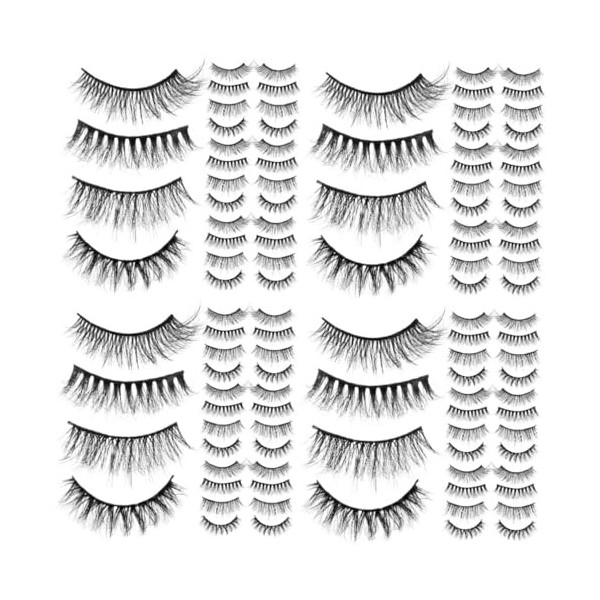 Housoutil 80 Paires De Cils Faux Faux Cils Longs Faux Cils Cils Cosmétiques Bandes De Cils Bandes De Cils De Maquillage Faux 