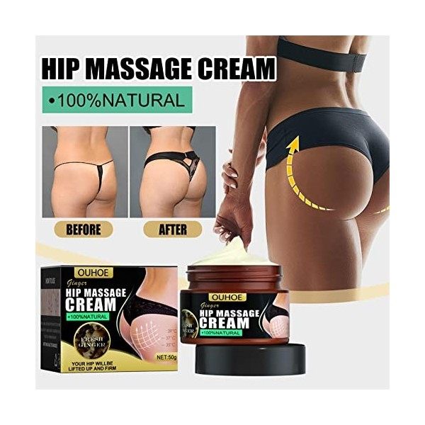Crème damélioration des fesses - 50g Hip Lift Up Cream pour des fesses plus grosses,Crème de massage de la hanche au gingemb