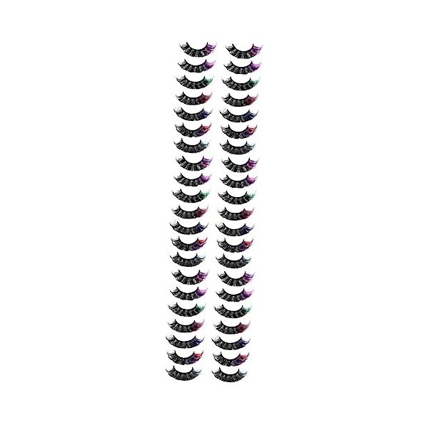 POPETPOP 35 Paires Faux Cils Colorés Briller Cils De Cosplay Cils Demi-teints Cils Colorés Moelleux Cils De Couleur Pelucheux