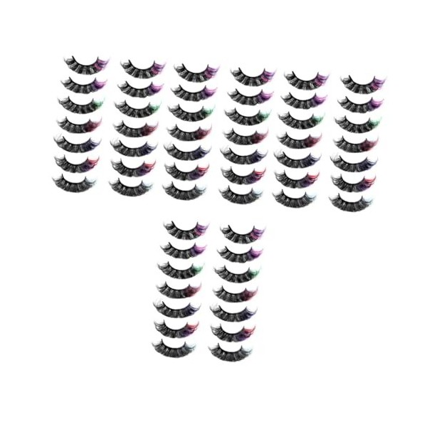 POPETPOP 35 Paires Faux Cils Colorés Briller Cils De Cosplay Cils Demi-teints Cils Colorés Moelleux Cils De Couleur Pelucheux