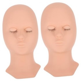 POPETPOP 2 Pièces Modèle De Tête De Pratique Des Cils Poupées Noires Tête De Pratique Des Cils En Caoutchouc Crâne Chauve Cos