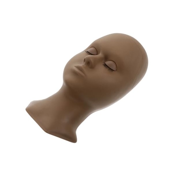 POPETPOP 2 Pièces Modèle De Tête De Pratique Des Cils Poupées Noires Tête De Pratique Des Cils En Caoutchouc Crâne Chauve Cos