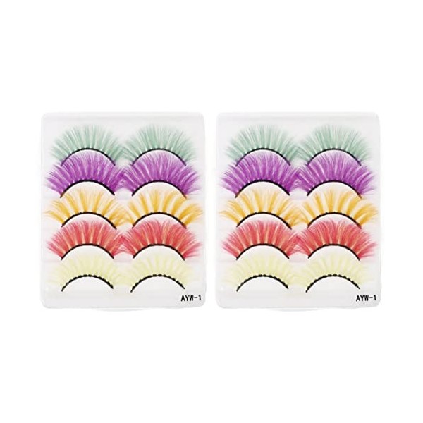 POPETPOP 40 Paires Faux Cils Maquillage Des Cils Bandes De Cils De Couleur Cils Exagérés Cils Colorés Halloween Extensions De