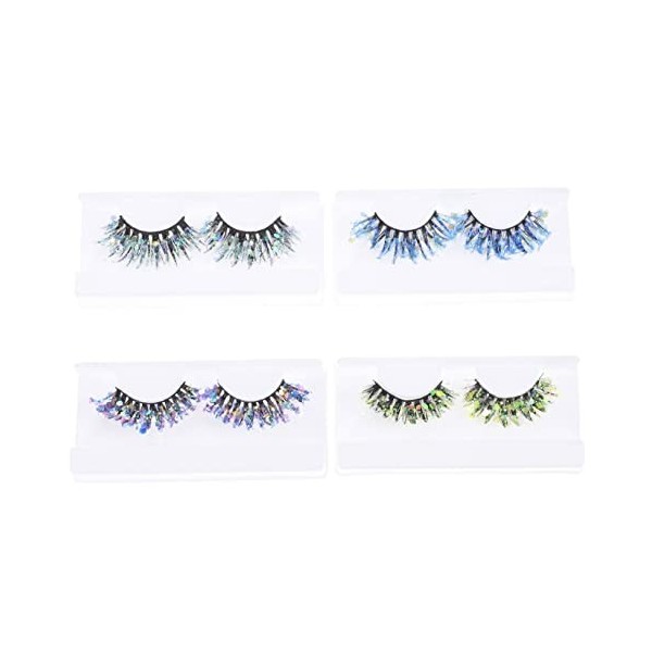 POPETPOP 12 Paires Cils à Paillettes Maquillage Qui Brille Dans Le Noir Cils Colorés Cils Scintillants Cils De Couleur Cils A