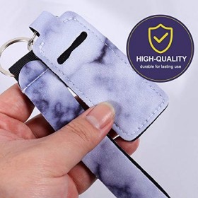 FOMIYES 20 Pcs Néoprène Porte-Clés Rouge À Lèvres Manches Baume À Lèvres Porte-Clés Marbre Titulaire Porte-Clés Chaîne Baume 