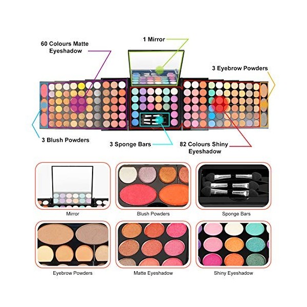 MKNZOME 148 Couleurs Malette de Maquillage, Sets de Maquillage Coffret Maquillage palettes de Maquillage Compris fard à Paupi