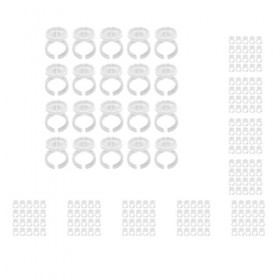 Lot de 100 anneaux de colle pour tatouage, volume et maquillage - Blanc - 2,3 x 5,1 cm