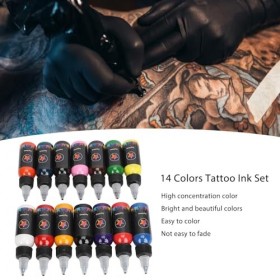 Ensemble Dencre de Tatouage, 30 Ml 14 Couleurs, Ensemble de Pigments de Tatouage, Fournitures de Tatouage pour Maquillage 3D