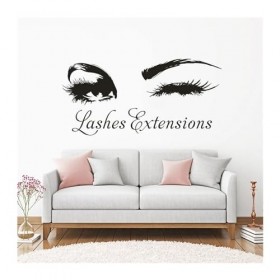 Extensions de cils signe autocollant mural clin dœil yeux vinyle fenêtre affiche décorations de Salon de beauté cils sourcil