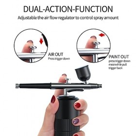 DINESA AéRographe Portable Rechargeable Sans avec Outils de PulvéRisation à Double Action de Compresseur pour le Tatouage DA