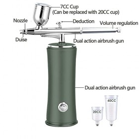 Aerographe, Rechargeable Compresseur Portable Kit Aérographe sans Fil pour modélisme, Maquillage, Tatouage, gâteau, Nail Art 