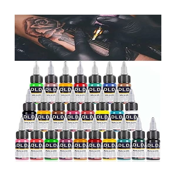 UMIKAkitchen Lot de 25 flacons dencre pour tatouage - 25 couleurs - 15 ml - Pour le maquillage 3D