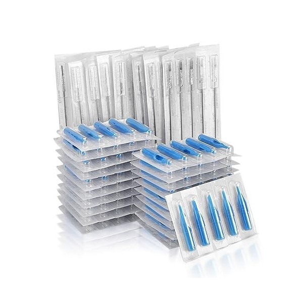 Aiguilles de tatouage jetables mixtes 100 pièces avec tube dembouts de tatouage bleu Compatible100PCS pour le travail de tat