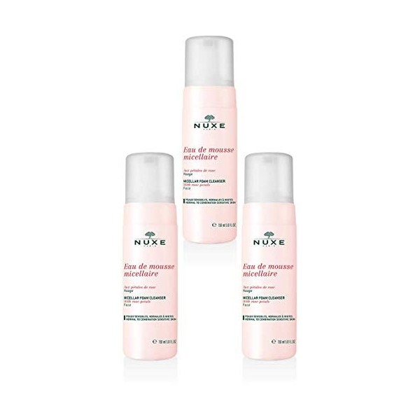 NUXE Eau de mousse micellaire aux Pétales de rose 150mL, lot de 3 3 x 150 ml 