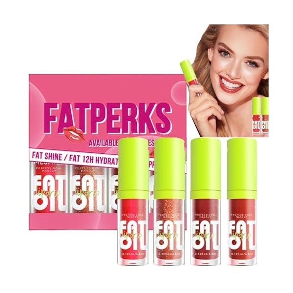 4 Colors Oil Lip Lips Glosses Sets, Creamy Nourishing Plumping Lip Gloss,Gloss High Lipstick Sets,Lip Glaze Long Lasting Mois