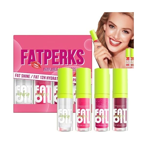 4 Colors Oil Lip Lips Glosses Sets, Creamy Nourishing Plumping Lip Gloss,Gloss High Lipstick Sets,Lip Glaze Long Lasting Mois