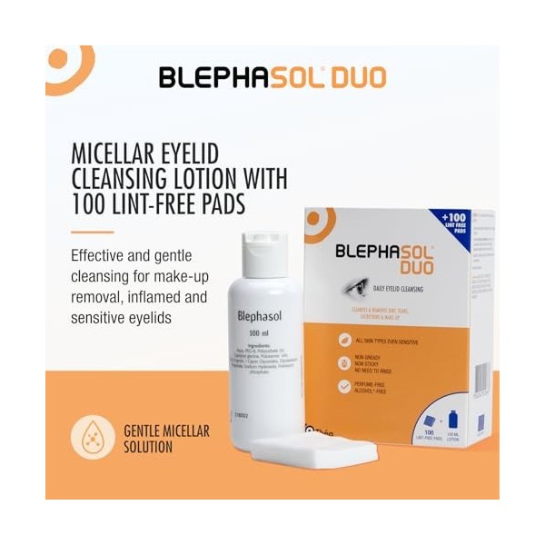 Blephasol Duo - Lotion micellaire et cotons pour une hygiène quotidienne douce des paupières | Formule sans parfum et non irr