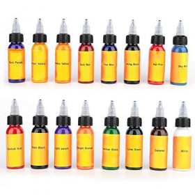 30ml / 16 Bouteille Encre de Maquillage de Tatouage de Couleurs, Encres Professionnelles dArt de Corps de Beauté, Ensemble d